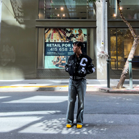 cropped varsity jacket black.